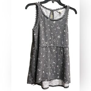 Grey Tank Top with White Flowers